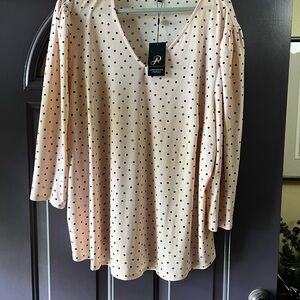 Polka Dot and Pink Top by Adrianna Papell - PLUS SIZE 3X